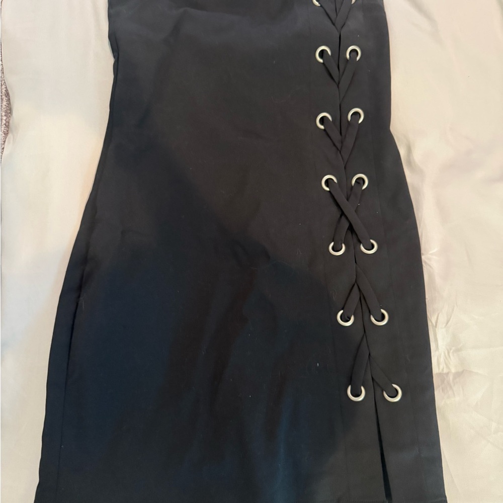by the way. Black Mini Dress Skirt with Tie Front